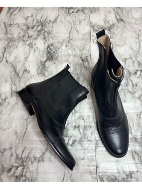 L.L. Bean Black Leather Chelsea Boots exposed zipper size 10 women’s classic